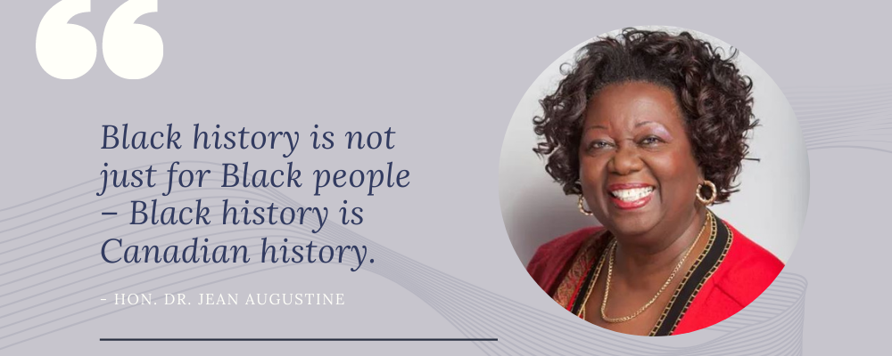 headshot of Jean Augustine with a quote