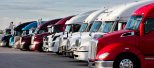 Row of Transport Trucks