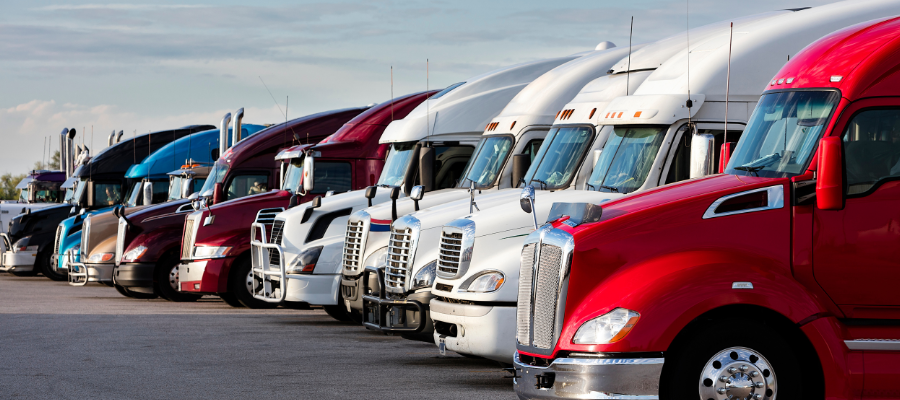 Row of Transport Trucks